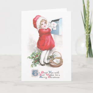 Girl Posting Letters Vintage Weihnachten