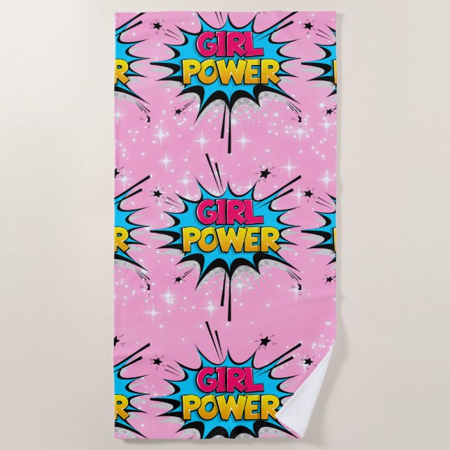 Girl Power Beach Handtuch (Vorderseite)