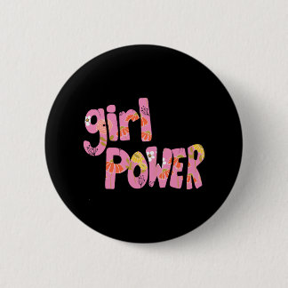 Girl Power Blumenmuster Lettern 92 Button