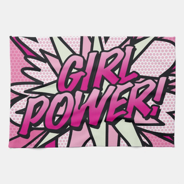 GIRL POWER Comic Pop Kunst, Dichtung und Musik Geschirrtuch (Horizontal)