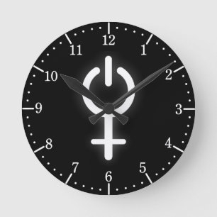 Girl Power Electronic Symbol for Gamer Female Sign Runde Wanduhr