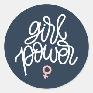 "Girl Power" Feminist Themed Runder Aufkleber