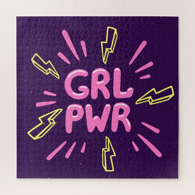 Girl Power feministischer Slogan, violetter Hinter (Vertikal)