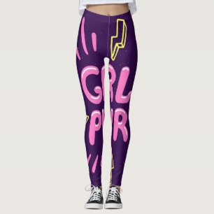 Girl Power feministischer Slogan, violetter Hinter Leggings