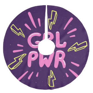 Girl Power feministischer Slogan, violetter Hinter Polyester Weihnachtsbaumdecke