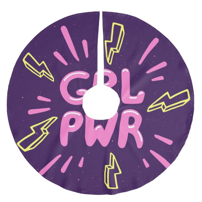 Girl Power feministischer Slogan, violetter Hinter Polyester Weihnachtsbaumdecke (Vorderseite)