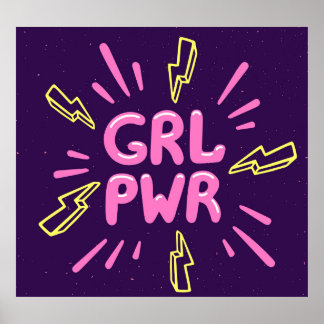 Girl Power feministischer Slogan, violetter Hinter Poster