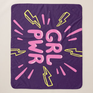 Girl Power feministischer Slogan, violetter Hinter Sherpadecke