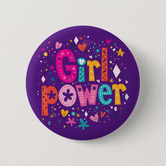 Girl Power Glossy Lila Button (Vorderseite)