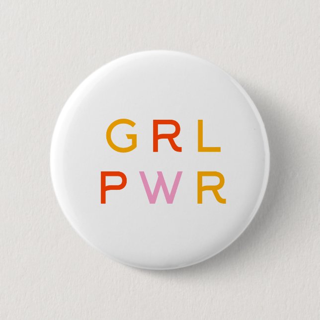 Girl-Power | GRL PWR | Moderner Feminist | Minimal Button (Vorderseite)