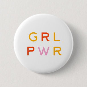 Girl-Power GRL PWR Moderner Feminist Minimal Button