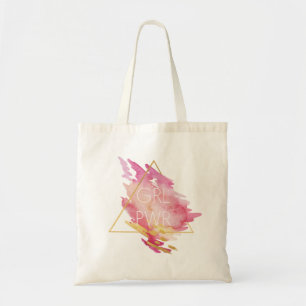 Girl Power in Pink & Gold - Abstrakte Wasserfarbe Tragetasche
