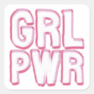 Girl Power Lettering Quadratischer Aufkleber