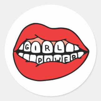 Girl Power Lips Runder Aufkleber