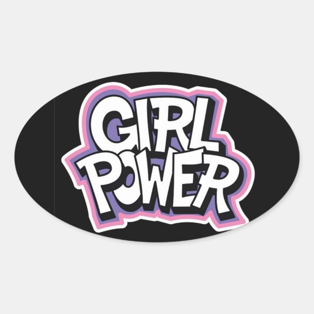 Girl-Power Ovaler Aufkleber (Vorderseite)