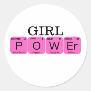 Girl-Power Periodic Tablettenelement Runder Aufkleber