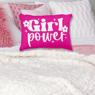 Girl Power Pink Accent Pillow Dekokissen