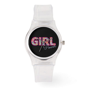 Girl-Power Pink Girly Beautiful Wildblume Frauen Armbanduhr