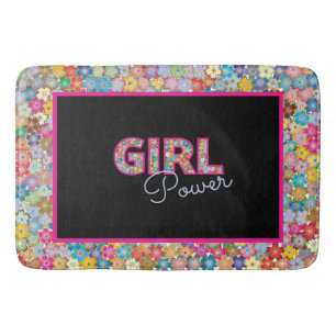 Girl-Power   Pink Girly Beautiful Wildblume Frauen Badematte