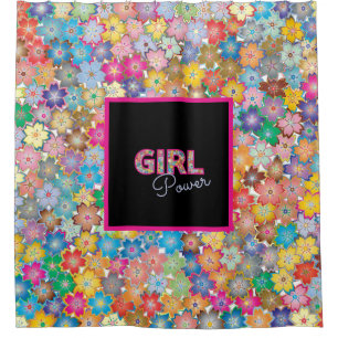 Girl-Power   Pink Girly Beautiful Wildblume Frauen Duschvorhang