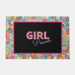 Girl-Power   Pink Girly Beautiful Wildblume Frauen Fußmatte
