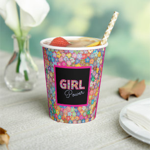 Girl-Power   Pink Girly Beautiful Wildblume Frauen Pappbecher