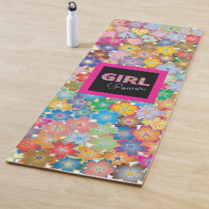 Girl-Power   Pink Girly Beautiful Wildblume Frauen Yogamatte