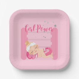 Girl-Power pink Pappteller