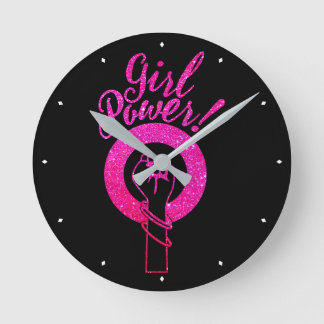 Girl Power Round Clock Runde Wanduhr