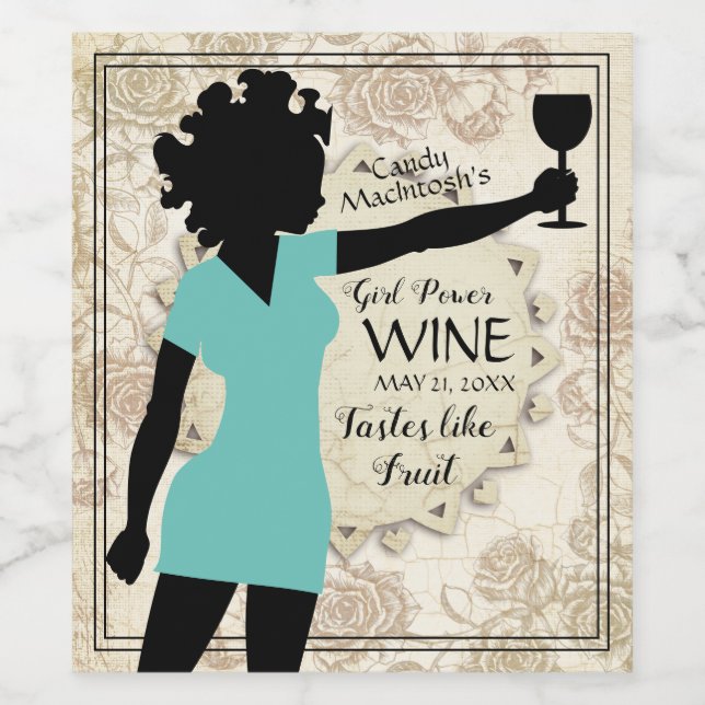 Girl Power starke Rose hausgemachte Weine Weinetikett (Einzelnes Label)