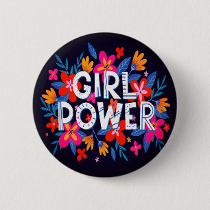 Girl-Power-Symbol-Blumentaste Button