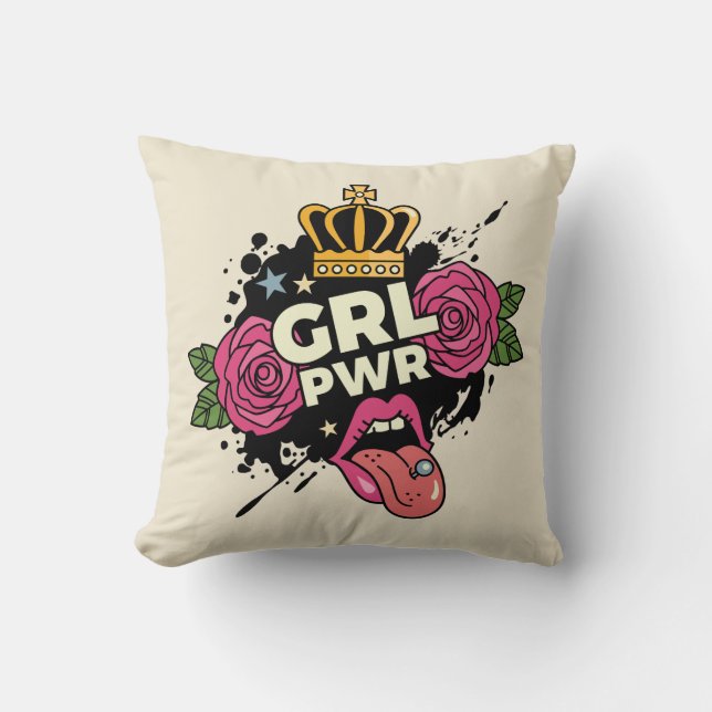 Girl Power Tattoo Style Kissen (Vorderseite)