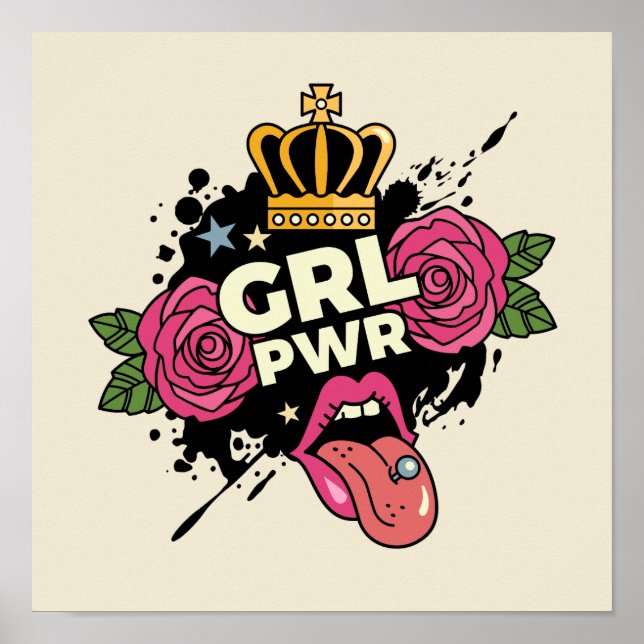 Girl Power Tattoo Style Poster (Vorne)