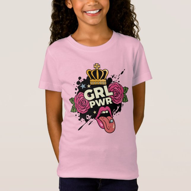 Girl Power Tattoo Style T-Shirt (Vorderseite)