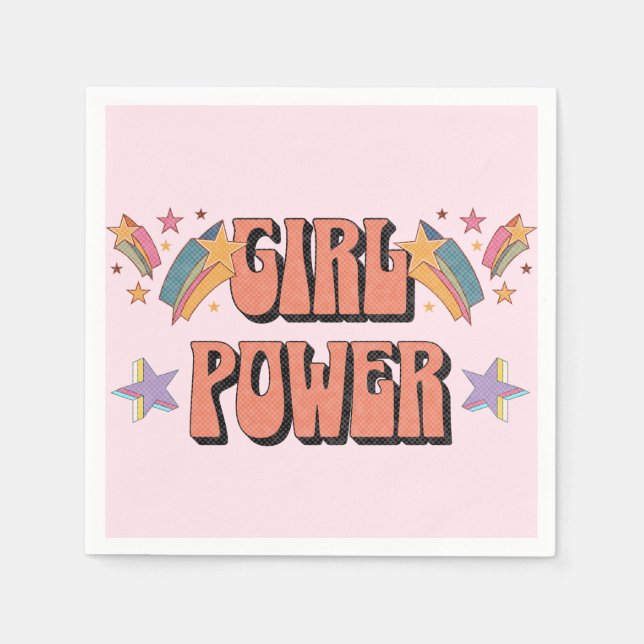 Girl-Power-Textdesign mit Sternen Serviette (Vorderseite)