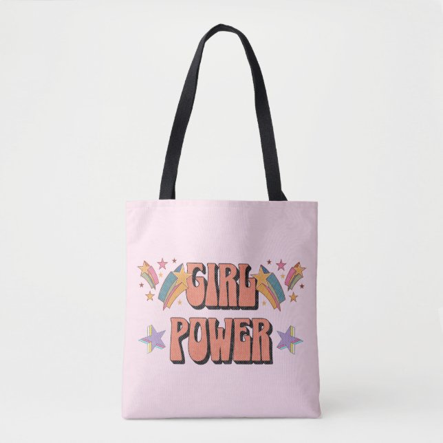 Girl-Power-Textdesign mit Sternen Tasche (Vorderseite)