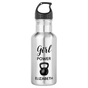 Girl Power-Typografie mit einem Kettlebell-Namen Edelstahlflasche