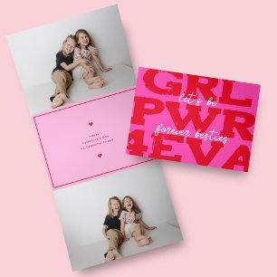 Girl-Power-Valentinstag mit Fotos Dreischneidkarte Dreifach Gefaltete Urlaubskarte