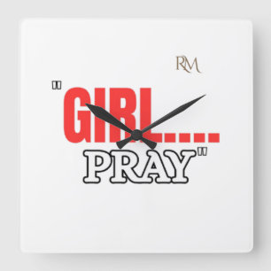 Girl Pray T-Shirt Christliches T-Shirt auf Glaub Quadratische Wanduhr