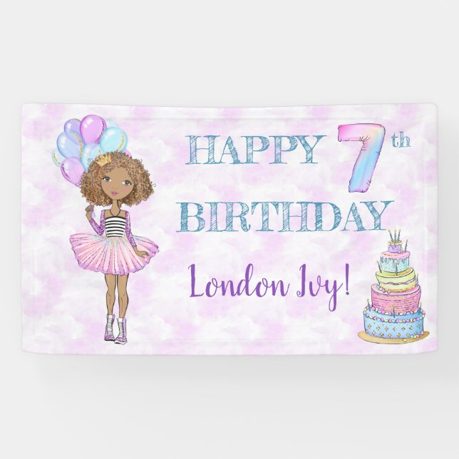 Girl Princess, Afrikanischer Amerikaner Banner (Horizontal)