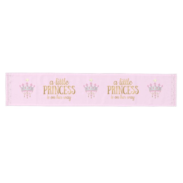 Girl Princess ist unterwegs Pink Gold Tiara Mittelgroßer Tischläufer (Horizontal)