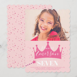 Girl Princess Niedlich Pink Birthday Party Einladung