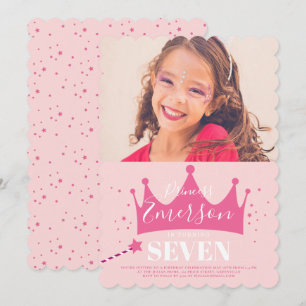 Girl Princess Niedlich Pink Birthday Party Einladung