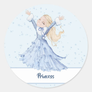 Girl Princess verzauberte Schneeflocken Runder Aufkleber