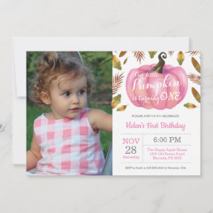 Girl Pumpkin Einladung zum ersten Geburtstag Pink