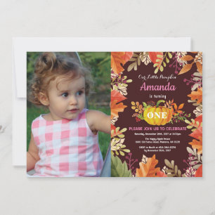 Girl Pumpkin Fall Birthday Einladung