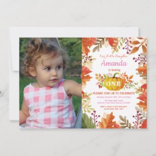 Girl Pumpkin Fall Birthday Einladung
