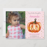 Girl Pumpkin Fall Birthday Einladung Gold