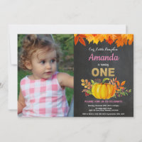 Girl Pumpkin Fall First Birthday Gold Chalkboard