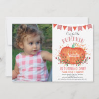 Girl Pumpkin Geburtstag Einladung Orange und Pink